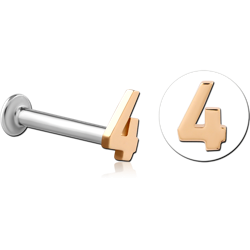 14 KARAT GOLD YELLOW ATTACHMENT WITH SURGICAL STEEL INTERNALLY THREADED MICRO LABRET PIN