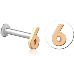 14 KARAT GOLD YELLOW ATTACHMENT WITH SURGICAL STEEL INTERNALLY THREADED MICRO LABRET PIN