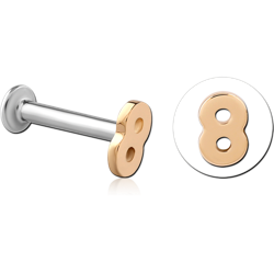 14 KARAT GOLD YELLOW ATTACHMENT WITH SURGICAL STEEL INTERNALLY THREADED MICRO LABRET PIN