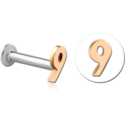 14 KARAT GOLD YELLOW ATTACHMENT WITH SURGICAL STEEL INTERNALLY THREADED MICRO LABRET PIN