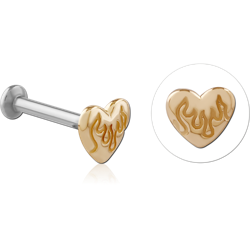 14 KARAT GOLD YELLOW ATTACHMENT WITH SURGICAL STEEL INTERNALLY THREADED MICRO LABRET PIN