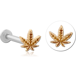 14 KARAT GOLD YELLOW ATTACHMENT WITH SURGICAL STEEL INTERNALLY THREADED MICRO LABRET PIN