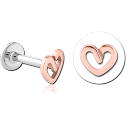 14K ROSE GOLD ATTACHMENT WITH SURGICAL STEEL GRADE 316L INTERNALLY THREADED MICRO LABRET PIN