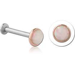 14 KARAT ROSE GOLD SYNTHETIC OPAL JEWELED ATTACHMENT WITH SURGICAL STEEL INTERNALLY THREADED MICRO LABRET PIN