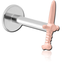 14K ROSE GOLD ATTACHMENT WITH SURGICAL STEEL GRADE 316L INTERNALLY THREADED MICRO LABRET PIN