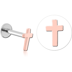 14 KARAT ROSE GOLD ATTACHMENT WITH SURGICAL STEEL INTERNALLY THREADED MICRO LABRET PIN