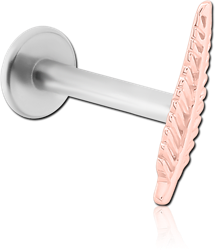 14 KARAT ROSE GOLD ATTACHMENT WITH SURGICAL STEEL GRADE 316L INTERNALLY THREADED MICRO LABRET PIN