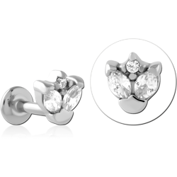 SURGICAL STEEL GRADE 316L INTERNALLY THREADED JEWELED MICRO LABRET