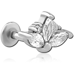 SURGICAL STEEL GRADE 316L INTERNALLY THREADED JEWELED MICRO LABRET