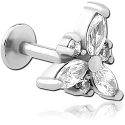 SURGICAL STEEL GRADE 316L INTERNALLY THREADED JEWELED MICRO LABRET