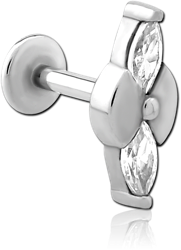 SURGICAL STEEL GRADE 316L INTERNALLY THREADED JEWELED MICRO LABRET