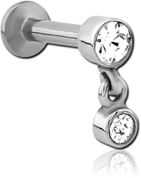 SURGICAL STEEL GRADE 316L INTERNALLY THREADED JEWELED MICRO LABRET