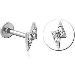 SURGICAL STEEL GRADE 316L INTERNALLY THREADED JEWELED MICRO LABRET