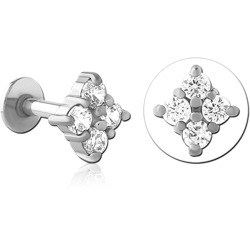 SURGICAL STEEL GRADE 316L INTERNALLY THREADED JEWELED MICRO LABRET