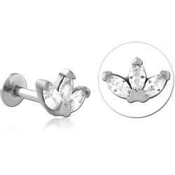 SURGICAL STEEL GRADE 316L INTERNALLY THREADED JEWELED MICRO LABRET