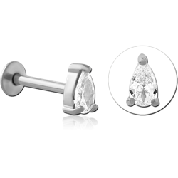 SURGICAL STEEL GRADE 316L INTERNALLY THREADED JEWELED MICRO LABRET - DROP