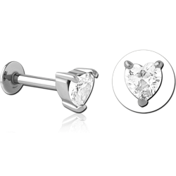 SURGICAL STEEL GRADE 316L INTERNALLY THREADED JEWELED MICRO LABRET - HEART