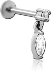 SURGICAL STEEL GRADE 316L INTERNALLY THREADED JEWELED MICRO LABRET