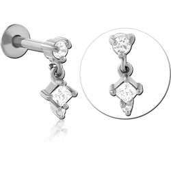 SURGICAL STEEL GRADE 316L INTERNALLY THREADED JEWELED MICRO LABRET