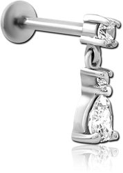 SURGICAL STEEL GRADE 316L INTERNALLY THREADED JEWELED MICRO LABRET