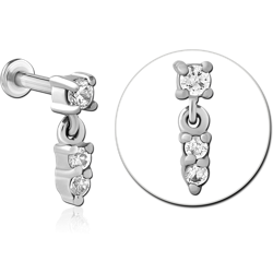 SURGICAL STEEL GRADE 316L INTERNALLY THREADED JEWELED MICRO LABRET