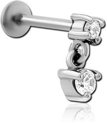 SURGICAL STEEL GRADE 316L INTERNALLY THREADED JEWELED MICRO LABRET