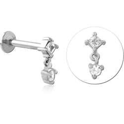 SURGICAL STEEL GRADE 316L INTERNALLY THREADED JEWELED MICRO LABRET