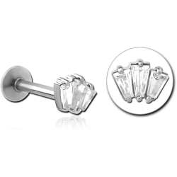 SURGICAL STEEL GRADE 316L INTERNALLY THREADED JEWELED MICRO LABRET