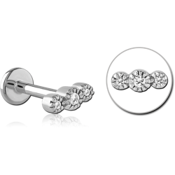 SURGICAL STEEL GRADE 316L INTERNALLY THREADED JEWELED MICRO LABRET