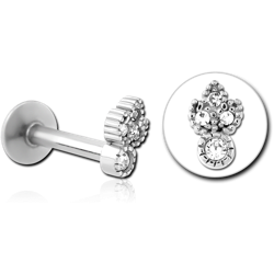 SURGICAL STEEL GRADE 316L INTERNALLY THREADED JEWELED MICRO LABRET