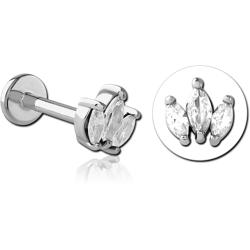 SURGICAL STEEL GRADE 316L INTERNALLY THREADED JEWELED MICRO LABRET