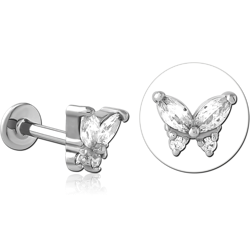 SURGICAL STEEL GRADE 316L INTERNALLY THREADED JEWELED MICRO LABRET