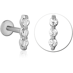 SURGICAL STEEL GRADE 316L INTERNALLY THREADED JEWELED MICRO LABRET