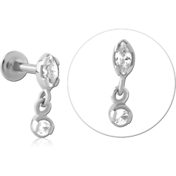 SURGICAL STEEL GRADE 316L INTERNALLY THREADED JEWELED MICRO LABRET