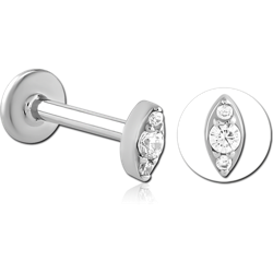 SURGICAL STEEL GRADE 316L INTERNALLY THREADED JEWELED MICRO LABRET