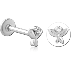 SURGICAL STEEL GRADE 316L INTERNALLY THREADED JEWELED MICRO LABRET