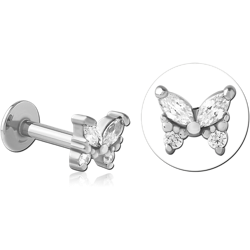 SURGICAL STEEL GRADE 316L INTERNALLY THREADED JEWELED MICRO LABRET