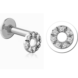 SURGICAL STEEL GRADE 316L INTERNALLY THREADED JEWELED MICRO LABRET