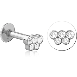 SURGICAL STEEL GRADE 316L INTERNALLY THREADED JEWELED MICRO LABRET
