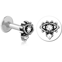SURGICAL STEEL GRADE 316L INTERNALLY THREADED JEWELED MICRO LABRET