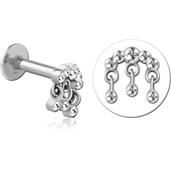 SURGICAL STEEL GRADE 316L INTERNALLY THREADED JEWELED MICRO LABRET