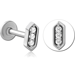 SURGICAL STEEL GRADE 316L INTERNALLY THREADED JEWELED MICRO LABRET