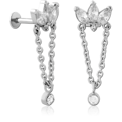 SURGICAL STEEL GRADE 316L INTERNALLY THREADED JEWELED MICRO LABRET