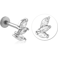 SURGICAL STEEL GRADE 316L INTERNALLY THREADED JEWELED MICRO LABRET