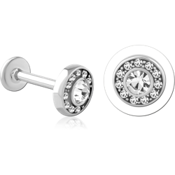 SURGICAL STEEL GRADE 316L INTERNALLY THREADED JEWELED MICRO LABRET
