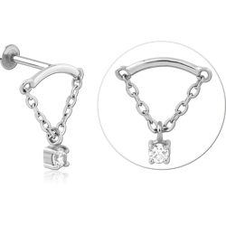 SURGICAL STEEL GRADE 316L INTERNALLY THREADED JEWELED MICRO LABRET