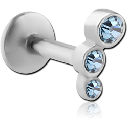 SURGICAL STEEL GRADE 316L INTERNALLY THREADED JEWELED MICRO LABRET