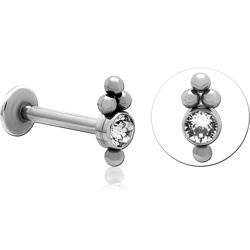 SURGICAL STEEL GRADE 316L INTERNALLY THREADED JEWELED MICRO LABRET