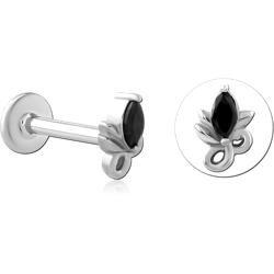 SURGICAL STEEL GRADE 316L INTERNALLY THREADED JEWELED MICRO LABRET