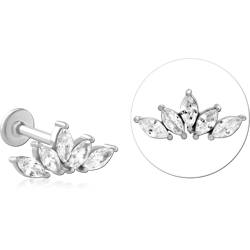 SURGICAL STEEL GRADE 316L INTERNALLY THREADED JEWELED MICRO LABRET